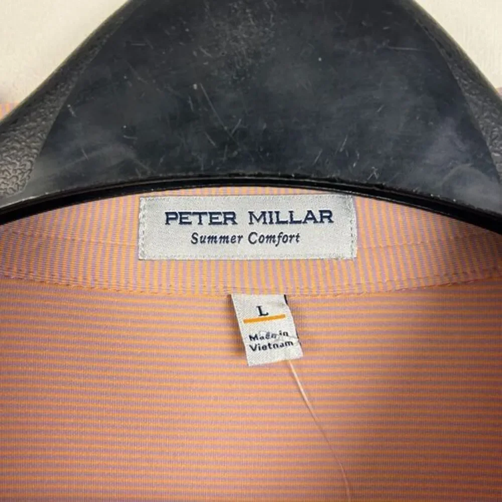 NEW Peter‎ Millar SUMMER COMFORT Men's Large Quick Dry Stretch Golf Polo Striped - Picture 3 of 7